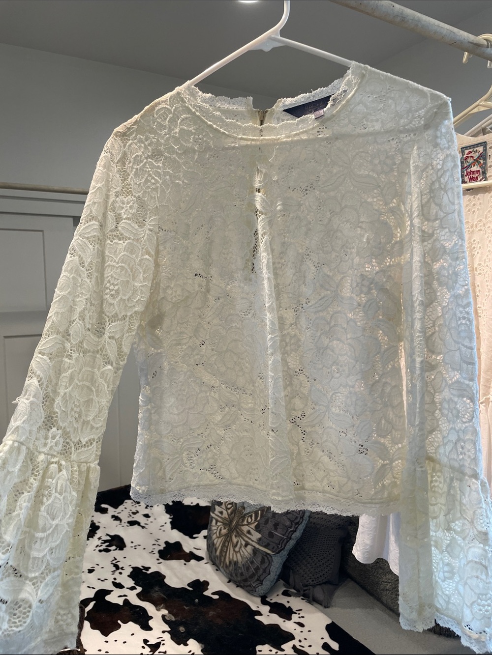 RACHEL Rachel Roy Ivory Lace Long-Sleeve Blouse